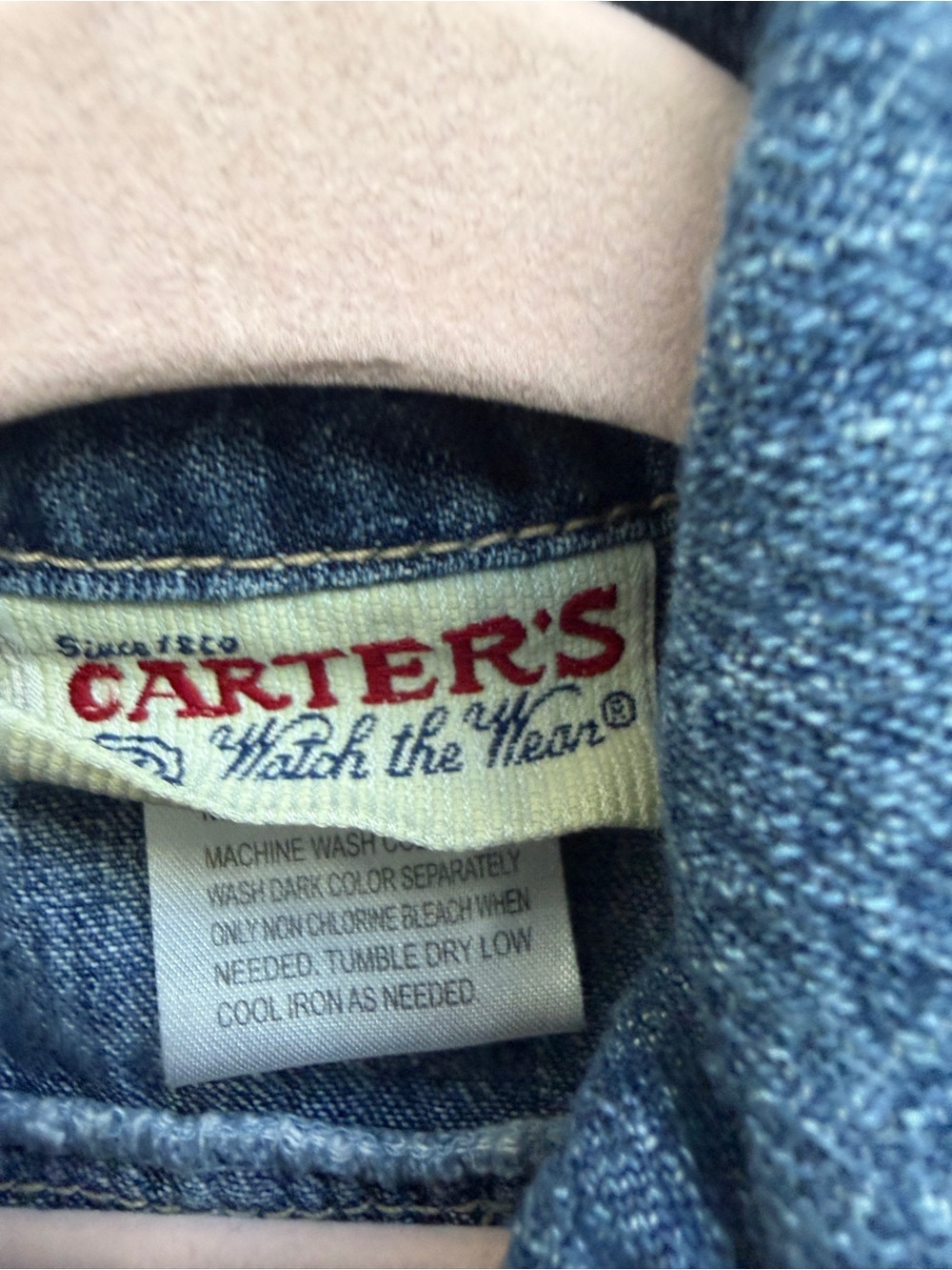 VINTAGE Carter's 4T Girls Denim Short Sleeve Button Down Dress - Picture 5 of 7